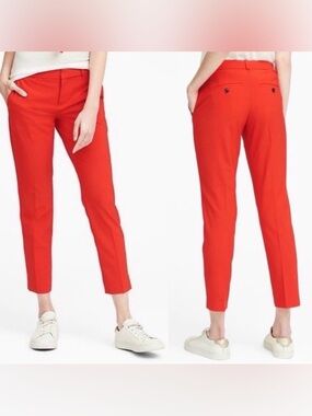 NEW Banana Republic Pants Sz 14 Avery Straight Cropped Orange Red Classic Chic